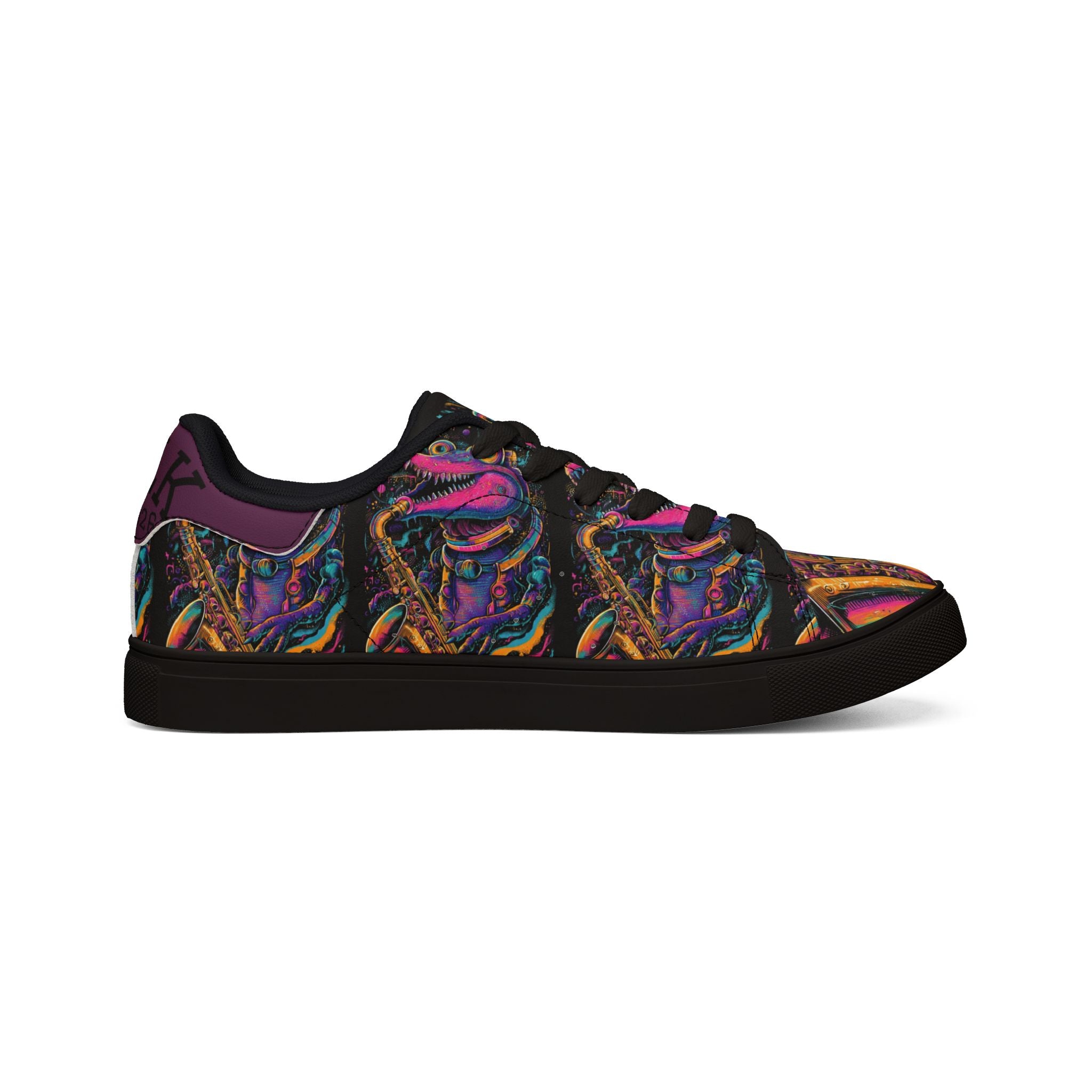 Low-Top Sneakers — Neon Saxophone Musician Print