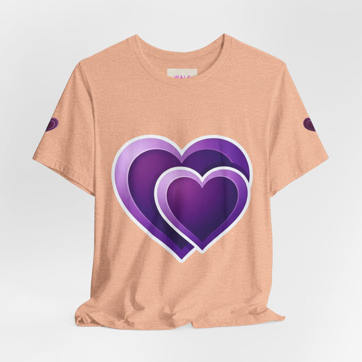 Purple Layered Hearts T-Shirt — Romantic Graphic Tee for Valentine’s Day & Everyday