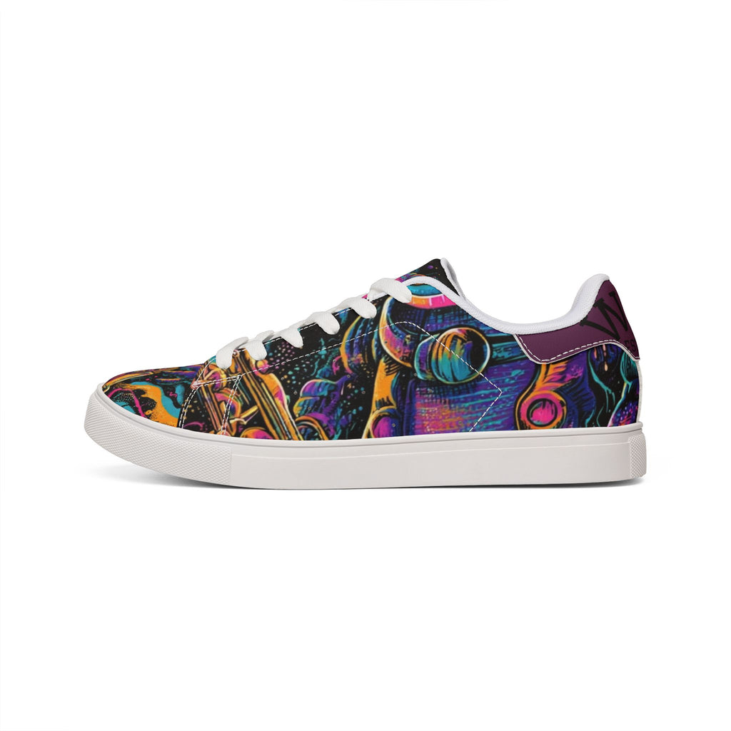 Low-Top Sneakers — Neon Saxophone Musician Print