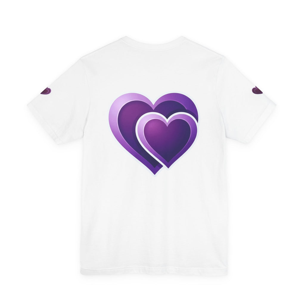Purple Layered Hearts T-Shirt — Romantic Graphic Tee for Valentine’s Day & Everyday