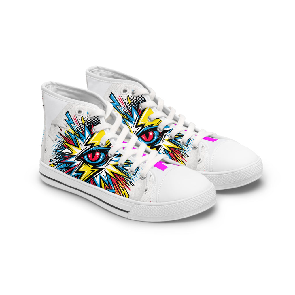 Women's High Top Sneakers — Colorful Pop Art Eye Graphic Sneakers