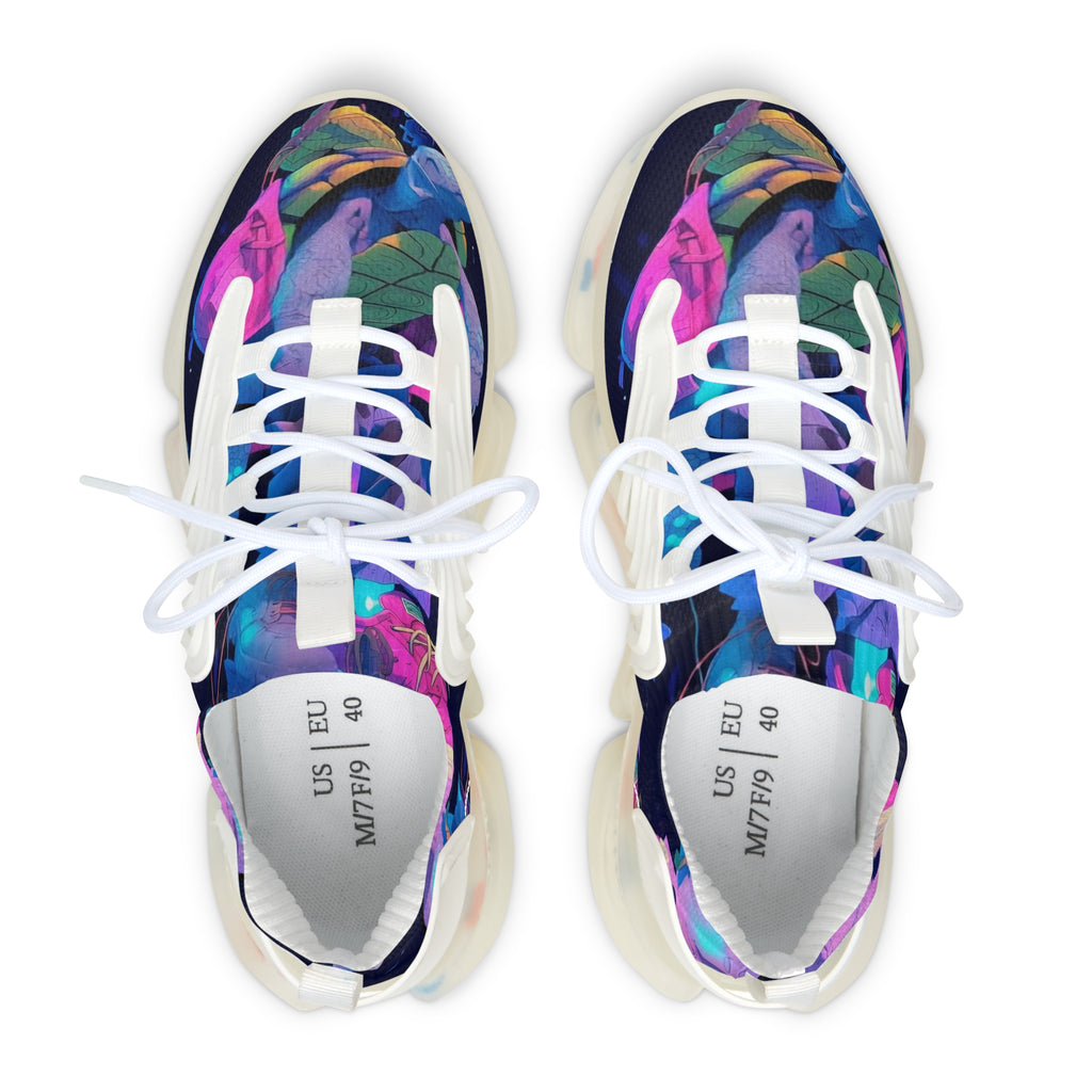 Women’s Mesh Sneakers — Colorful Floral Abstract Athletic Shoes