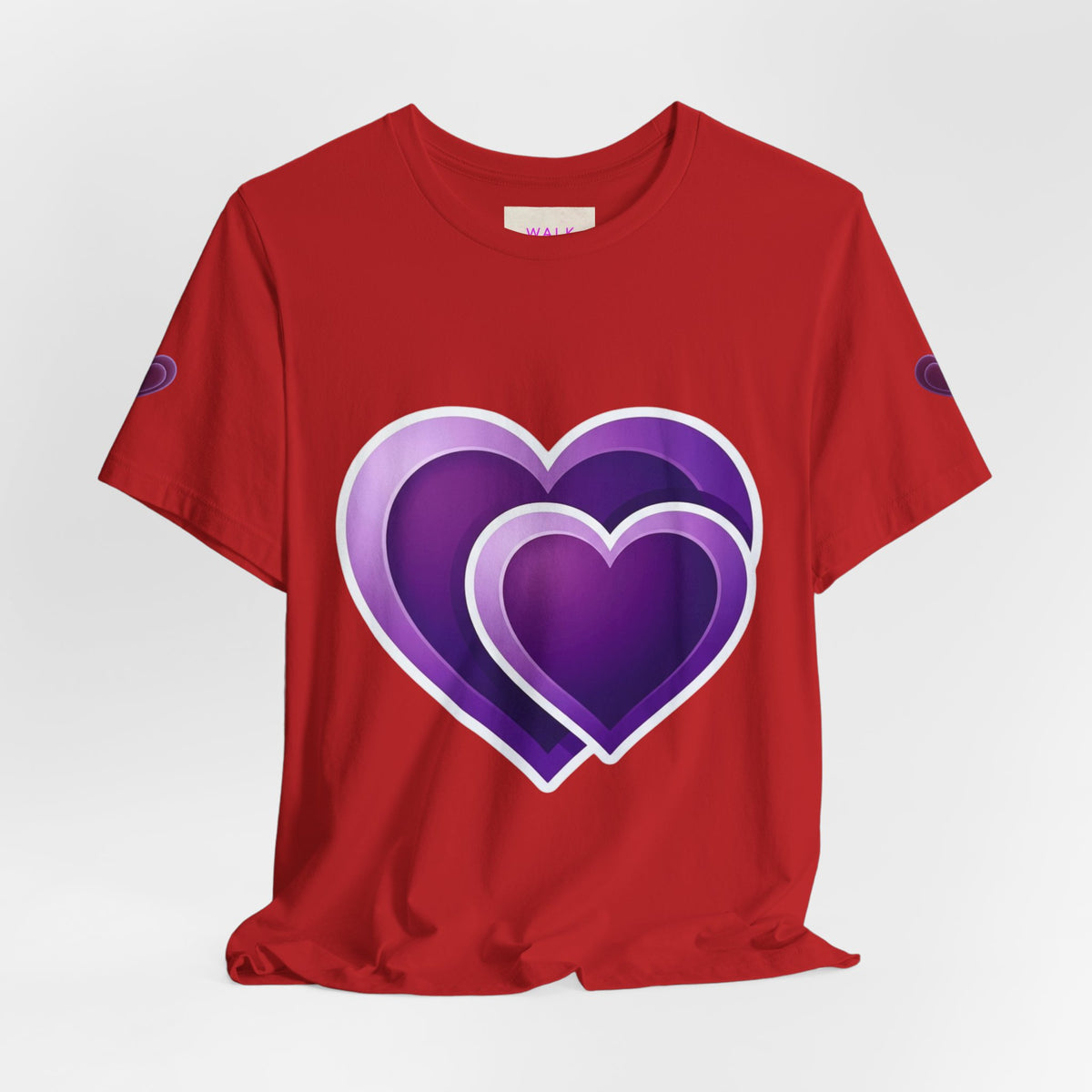 Purple Layered Hearts T-Shirt — Romantic Graphic Tee for Valentine’s Day & Everyday