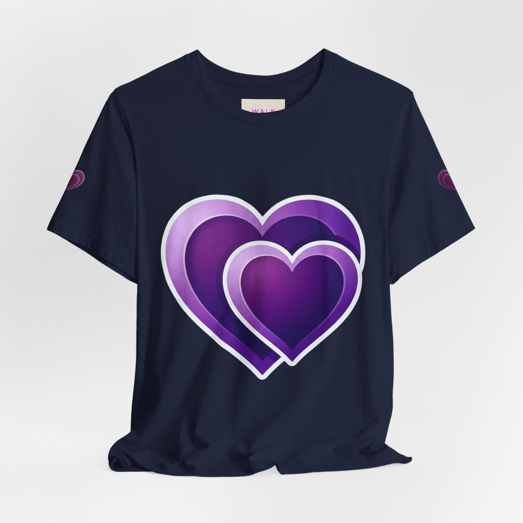 Purple Layered Hearts T-Shirt — Romantic Graphic Tee for Valentine’s Day & Everyday