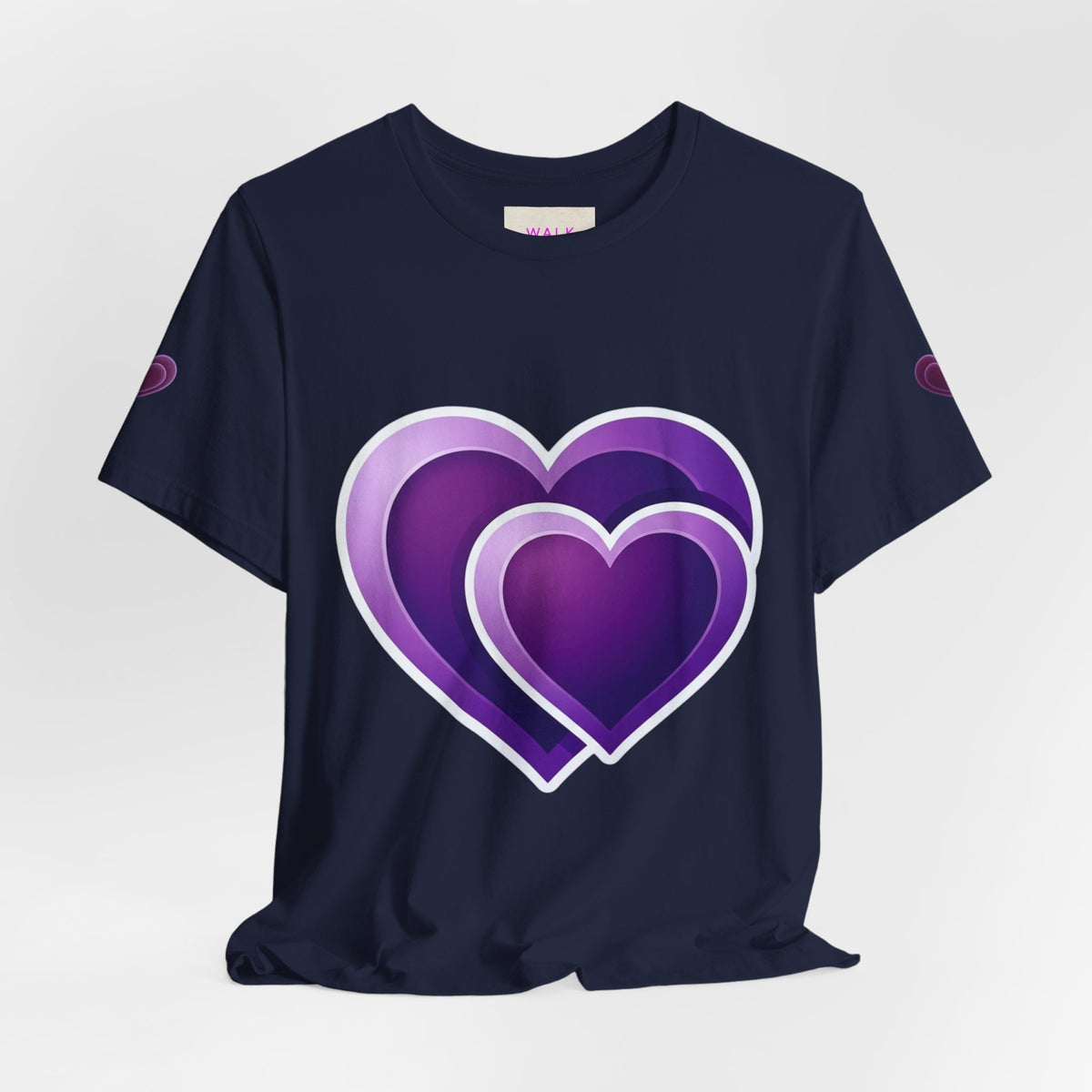 Purple Layered Hearts T-Shirt — Romantic Graphic Tee for Valentine’s Day & Everyday