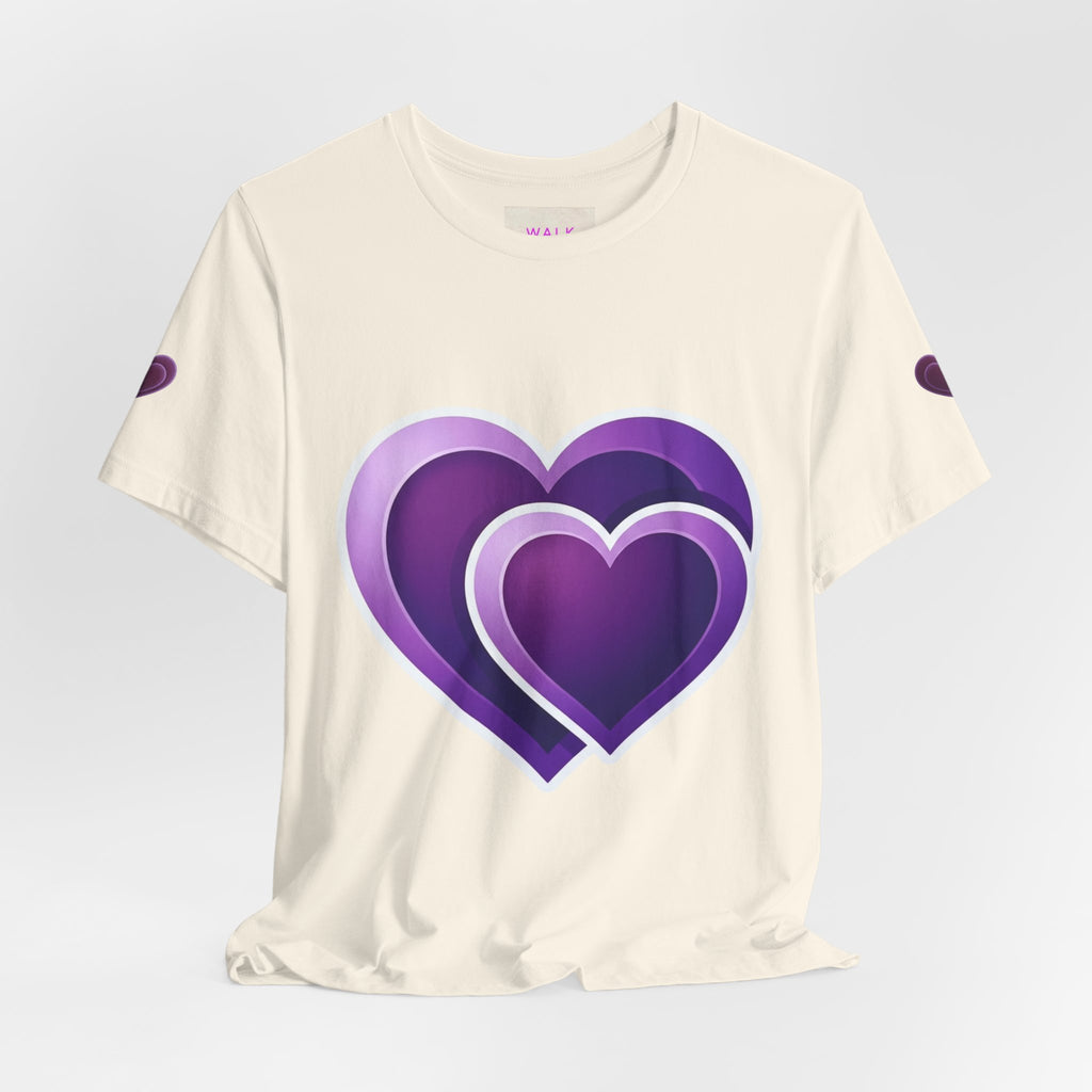 Purple Layered Hearts T-Shirt — Romantic Graphic Tee for Valentine’s Day & Everyday