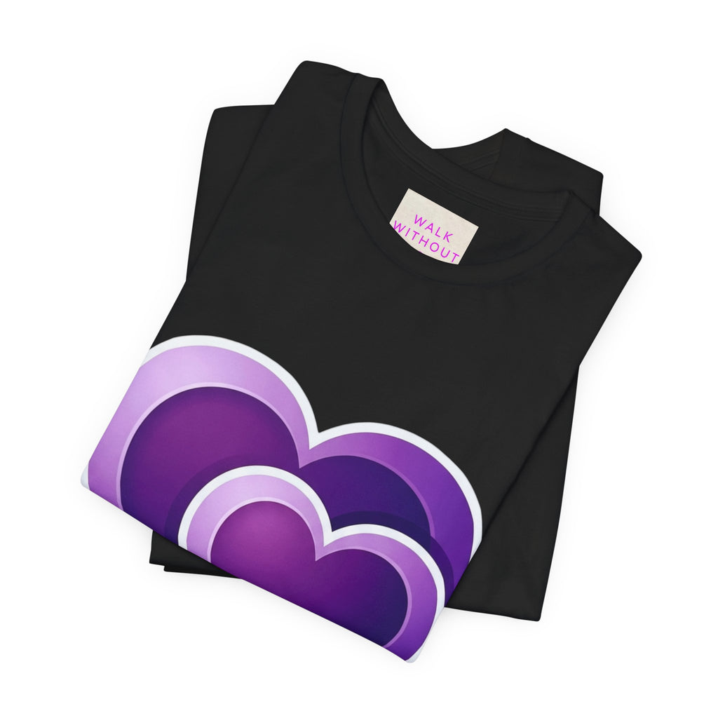 Purple Layered Hearts T-Shirt — Romantic Graphic Tee for Valentine’s Day & Everyday
