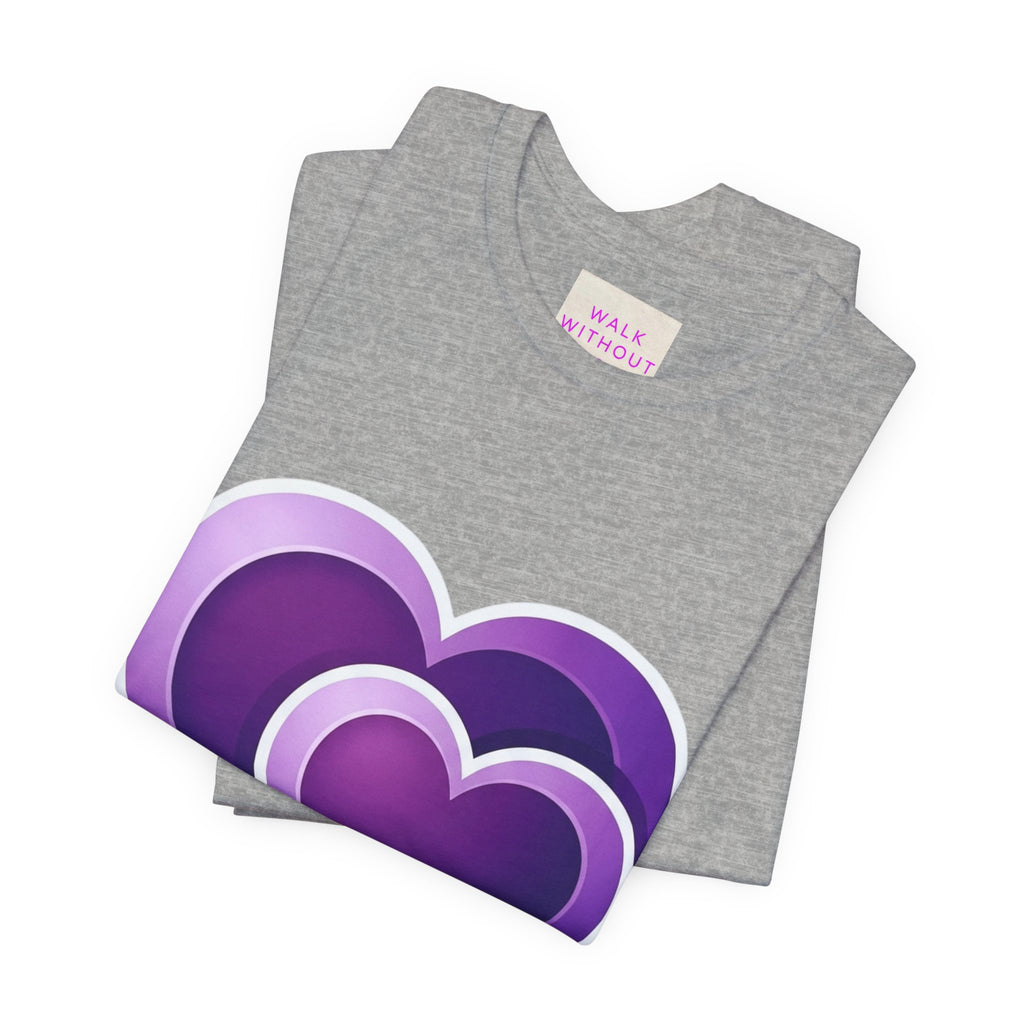 Purple Layered Hearts T-Shirt — Romantic Graphic Tee for Valentine’s Day & Everyday