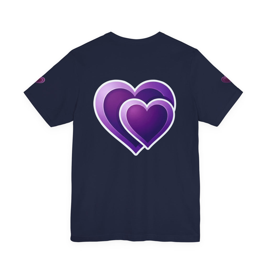 Purple Layered Hearts T-Shirt — Romantic Graphic Tee for Valentine’s Day & Everyday