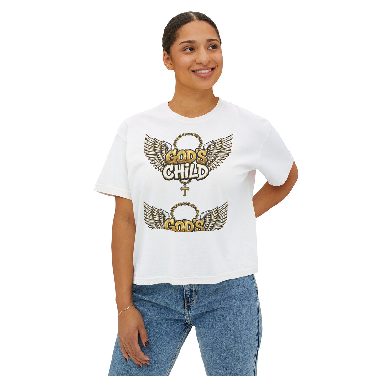 God's Child Boxy Tee — Earth & Unity Graphic Women's Shirt