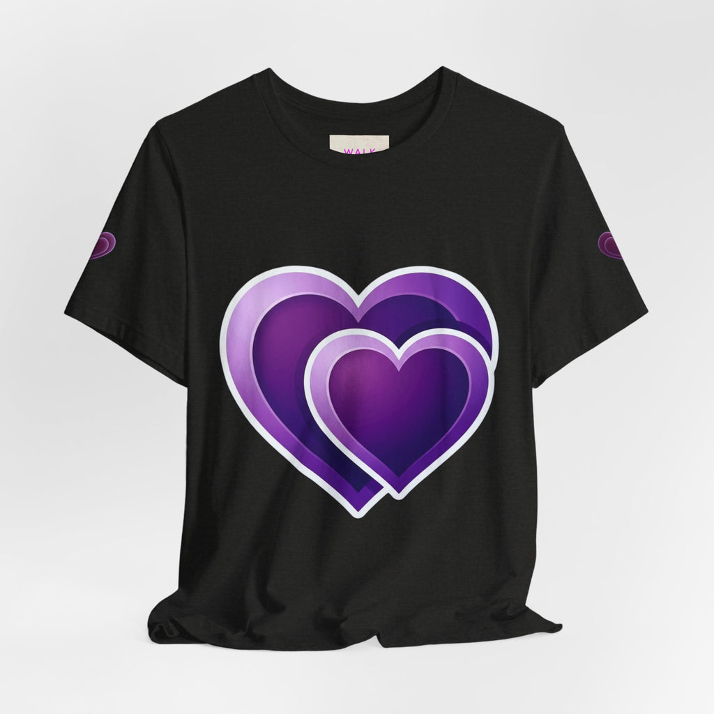 Purple Layered Hearts T-Shirt — Romantic Graphic Tee for Valentine’s Day & Everyday