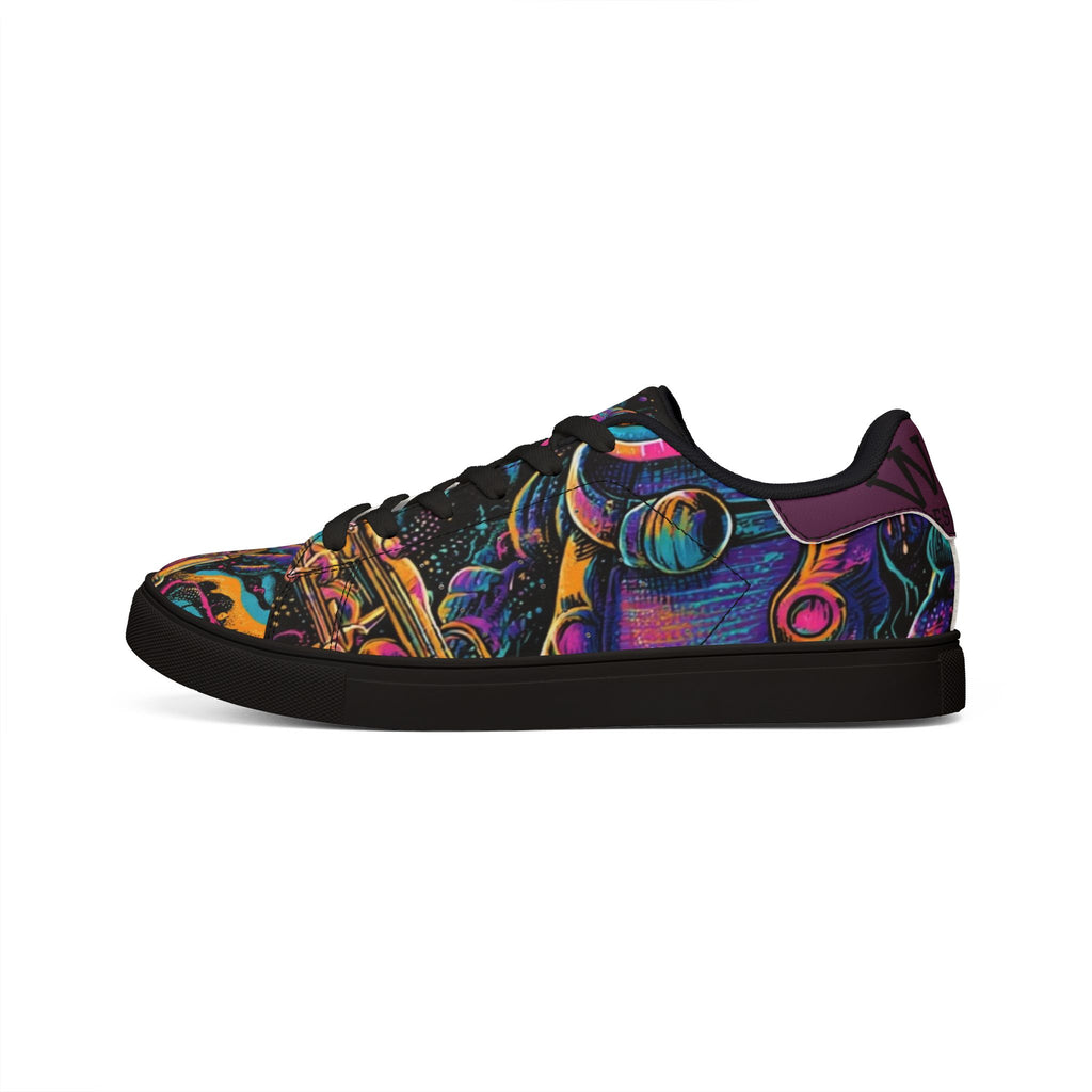 Low-Top Sneakers — Neon Saxophone Musician Print
