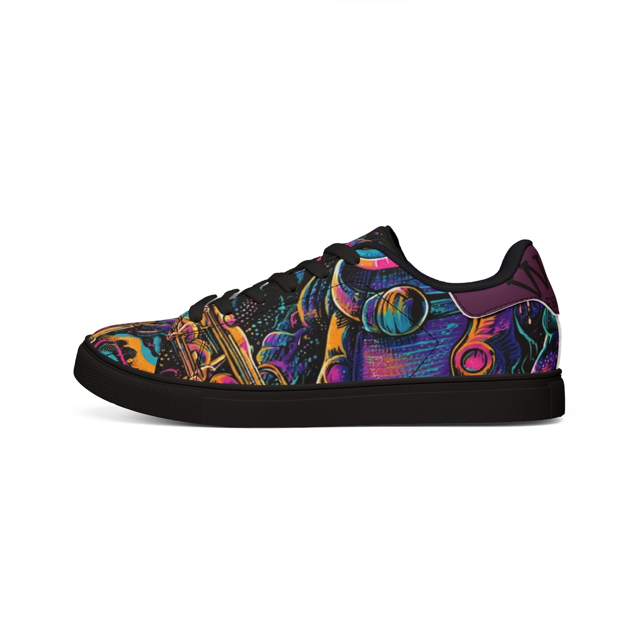 Low-Top Sneakers — Neon Saxophone Musician Print