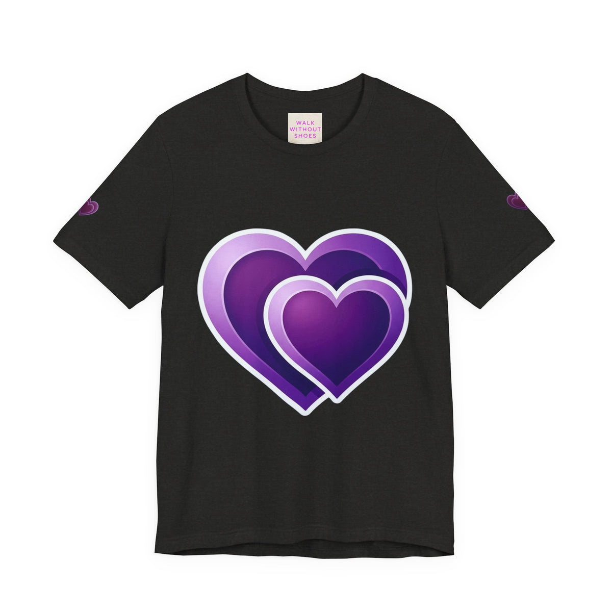 Purple Layered Hearts T-Shirt — Romantic Graphic Tee for Valentine’s Day & Everyday
