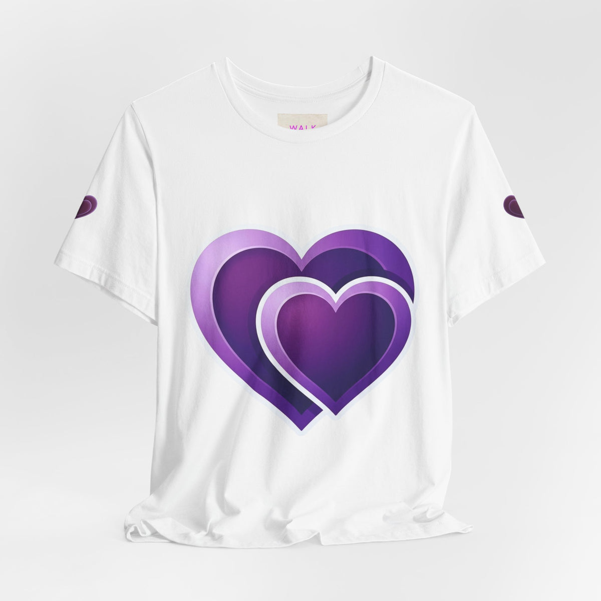 Purple Layered Hearts T-Shirt — Romantic Graphic Tee for Valentine’s Day & Everyday
