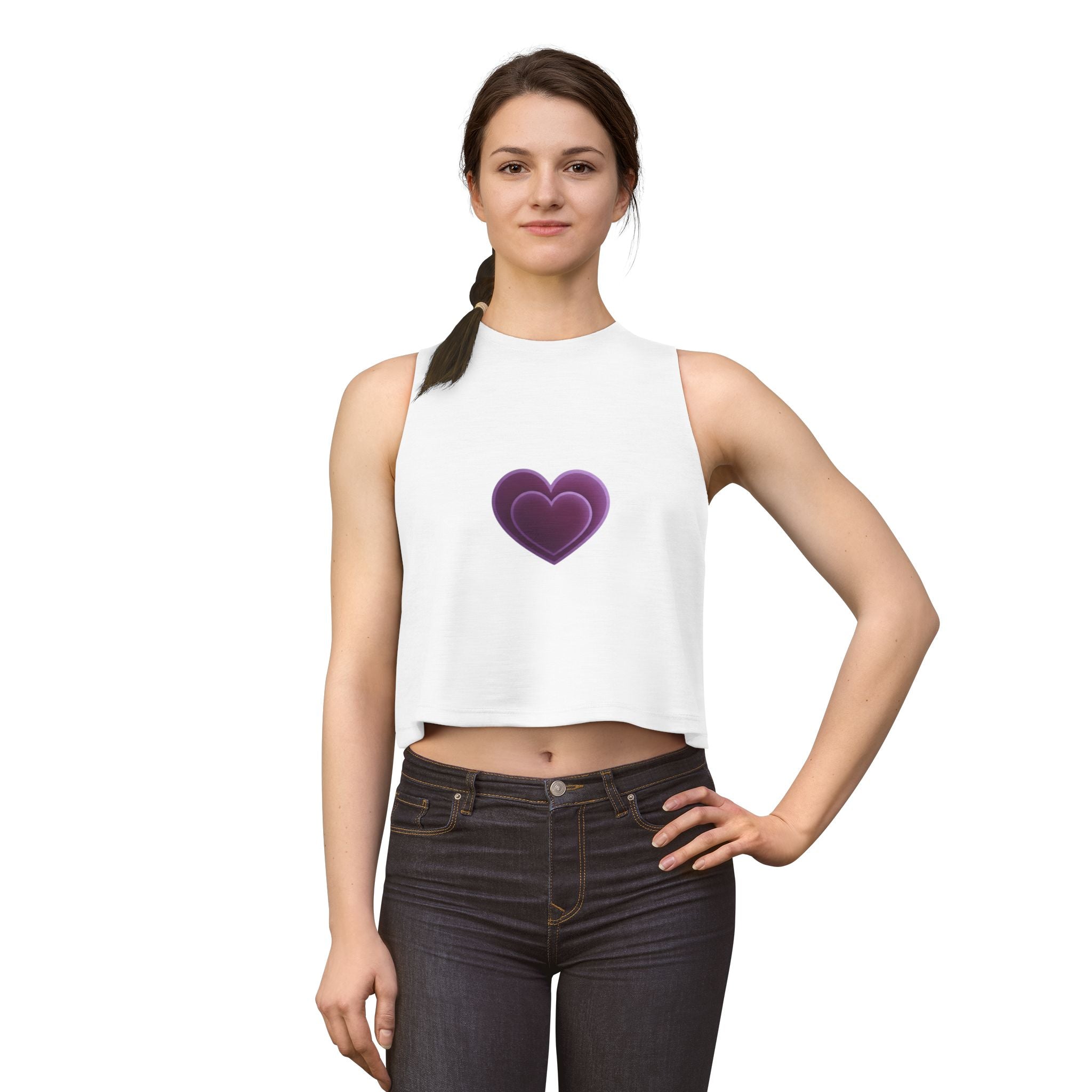 Purple Heart Crop Top — Women's Cute Minimal Heart Graphic Tank