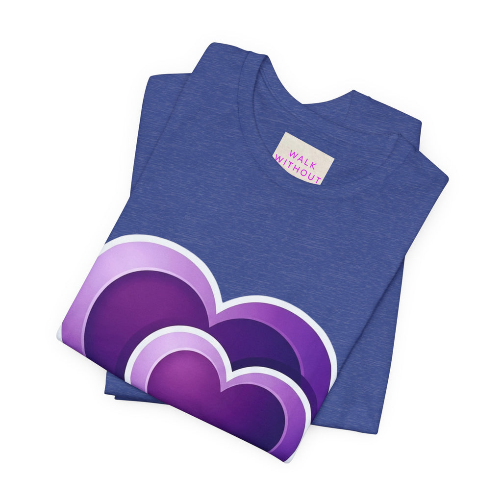 Purple Layered Hearts T-Shirt — Romantic Graphic Tee for Valentine’s Day & Everyday