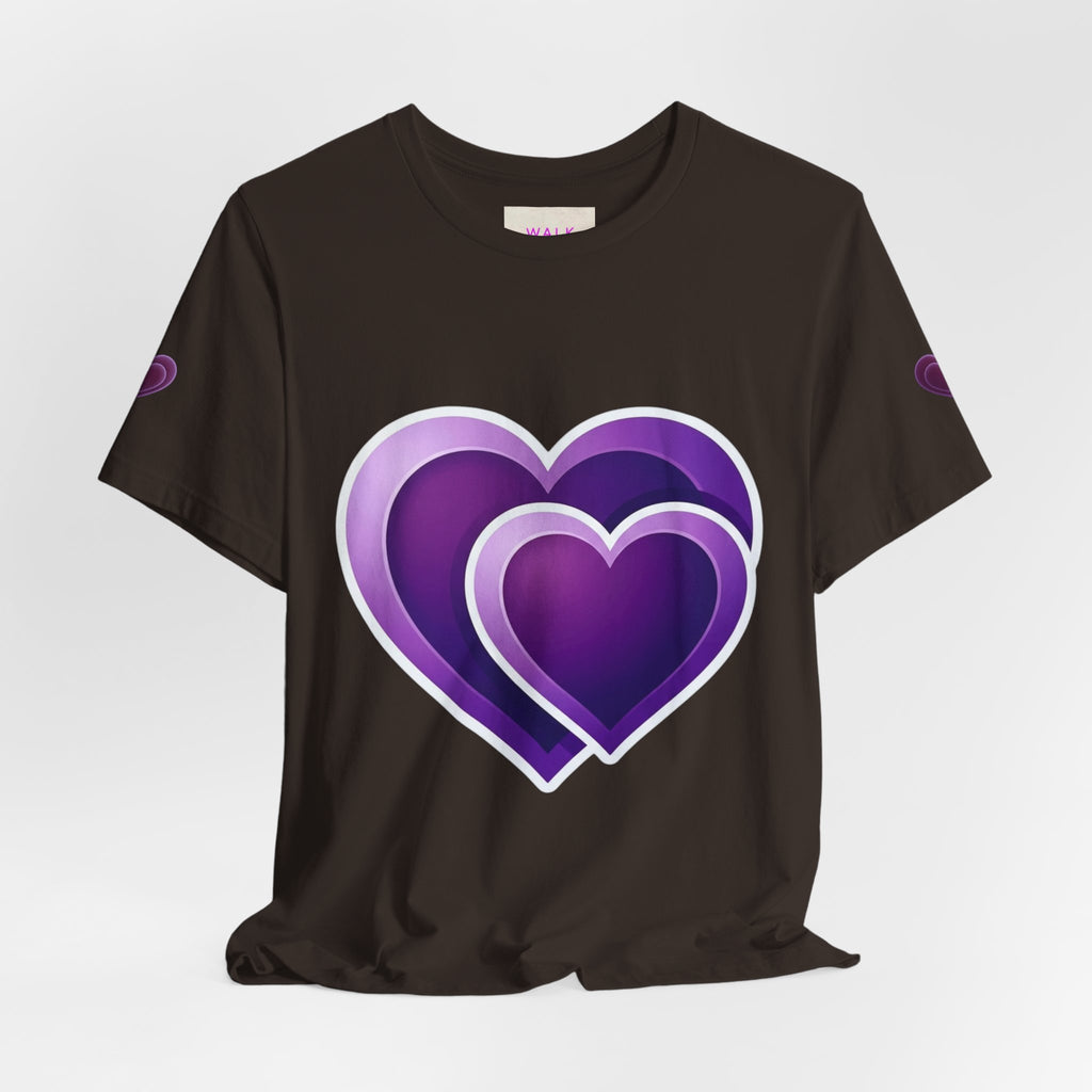 Purple Layered Hearts T-Shirt — Romantic Graphic Tee for Valentine’s Day & Everyday