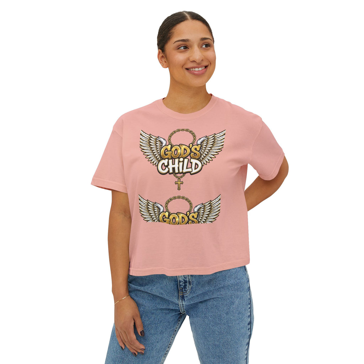 God's Child Boxy Tee — Earth & Unity Graphic Women's Shirt