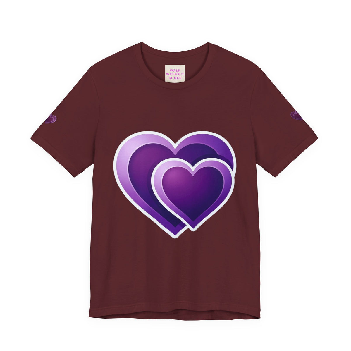 Purple Layered Hearts T-Shirt — Romantic Graphic Tee for Valentine’s Day & Everyday