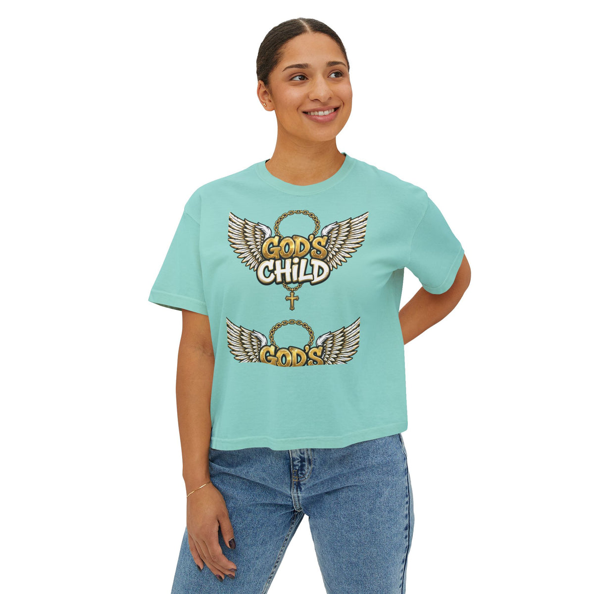 God's Child Boxy Tee — Earth & Unity Graphic Women's Shirt