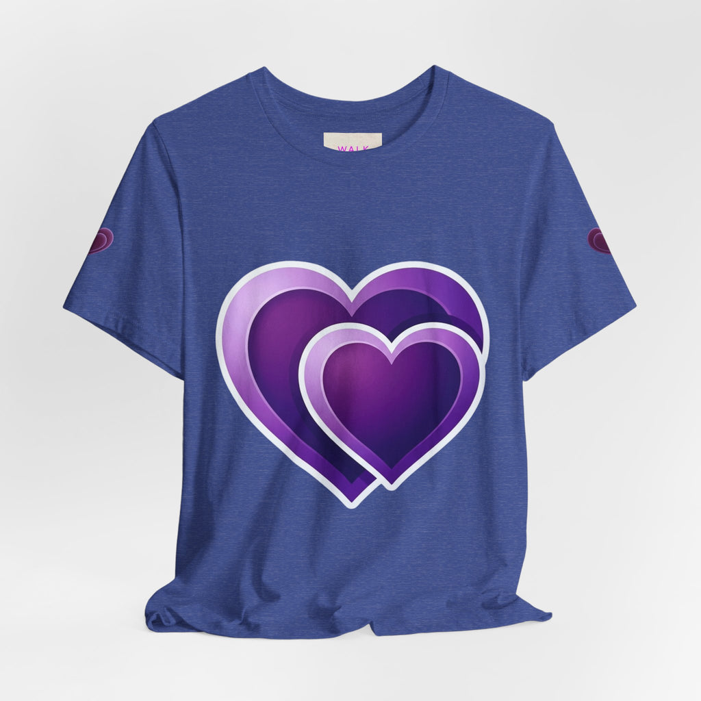 Purple Layered Hearts T-Shirt — Romantic Graphic Tee for Valentine’s Day & Everyday