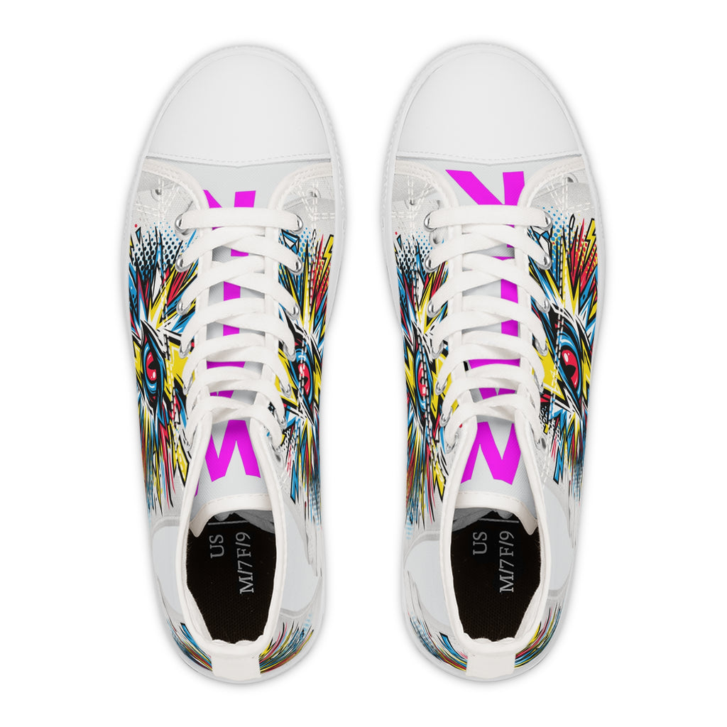 Women's High Top Sneakers — Colorful Pop Art Eye Graphic Sneakers