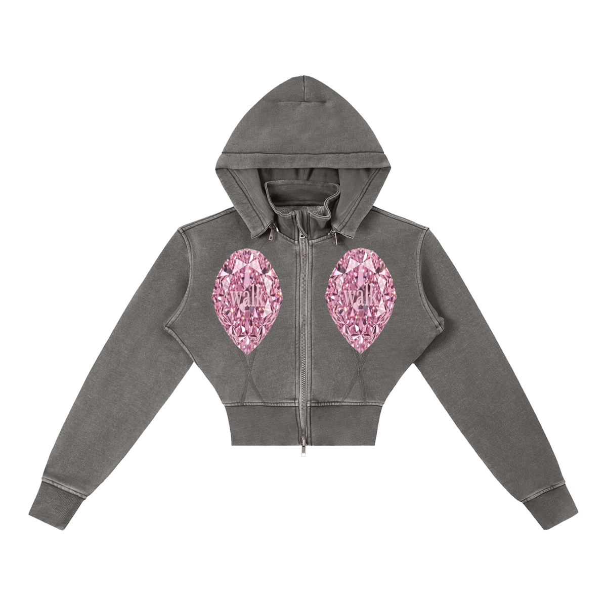 Vintage Washed Cropped Fleece Hoodie