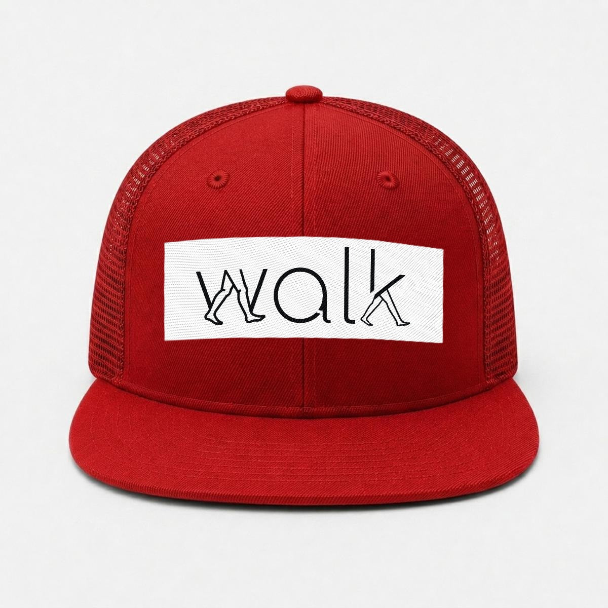 Embroidery Flat-Brim Mesh Cap