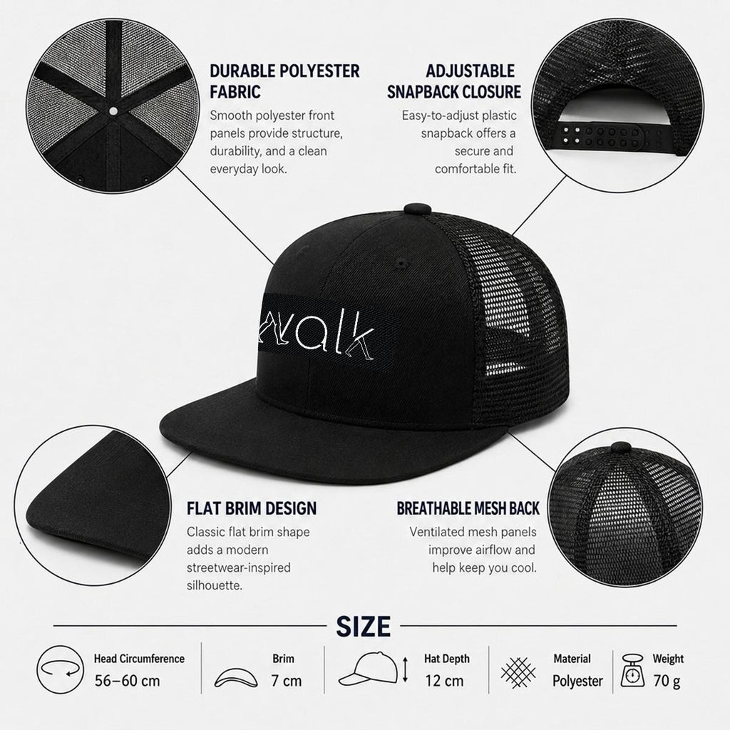 Embroidery Flat-Brim Mesh Cap