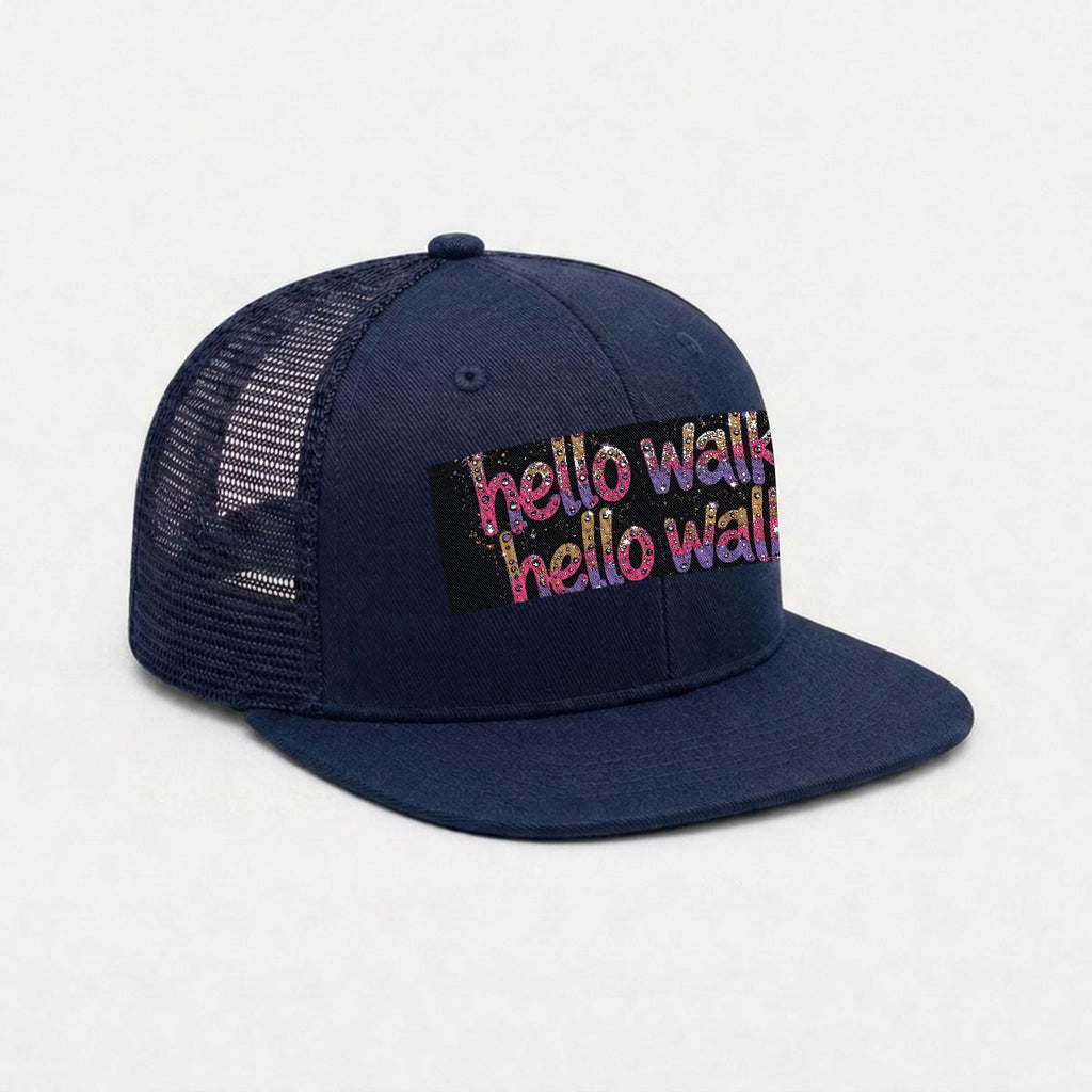 Embroidery Flat-Brim Mesh Cap