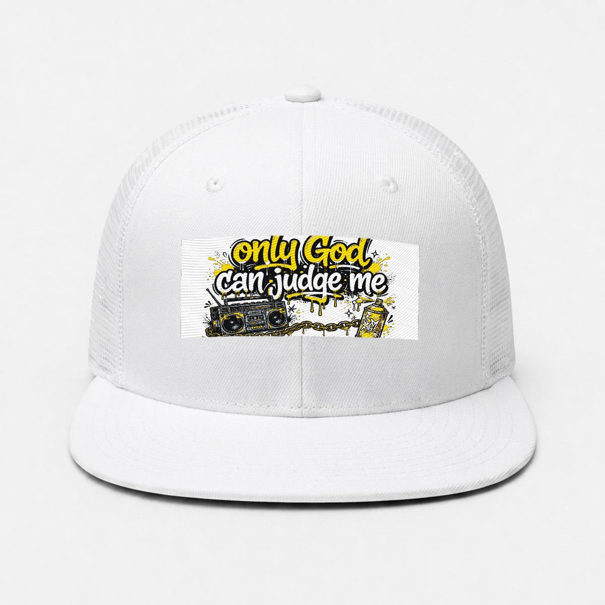 Embroidery Flat-Brim Mesh Cap
