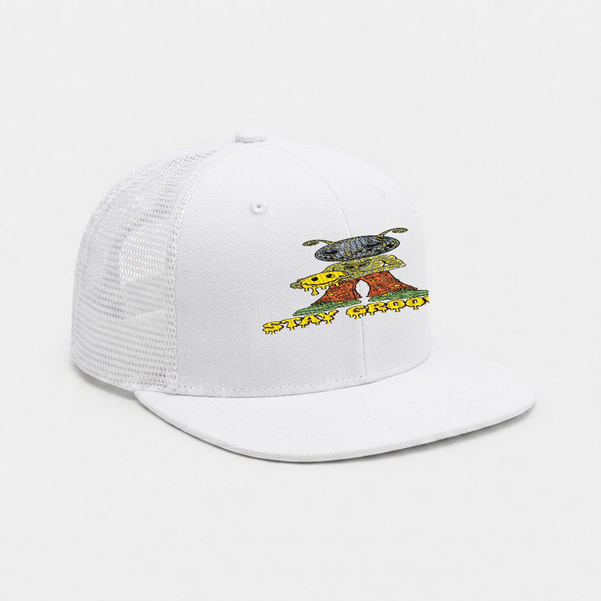 Embroidery Flat-Brim Mesh Cap