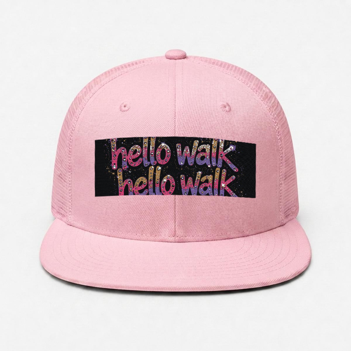 Embroidery Flat-Brim Mesh Cap