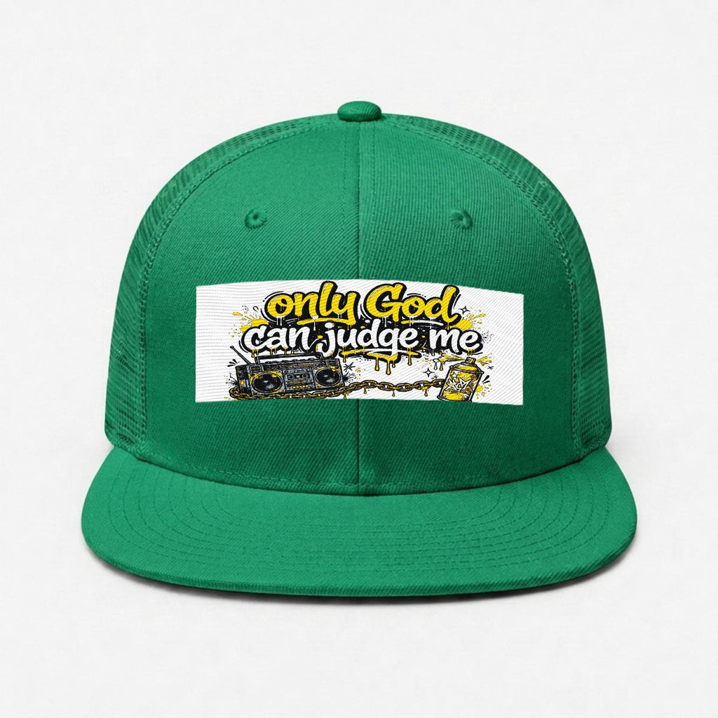 Embroidery Flat-Brim Mesh Cap
