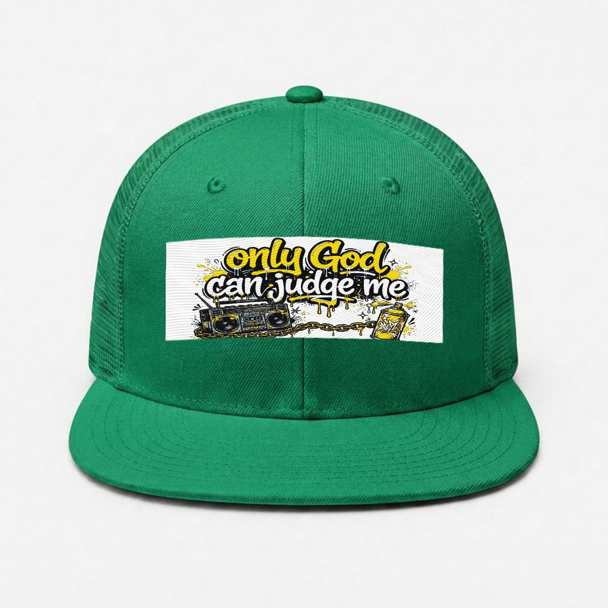 Embroidery Flat-Brim Mesh Cap