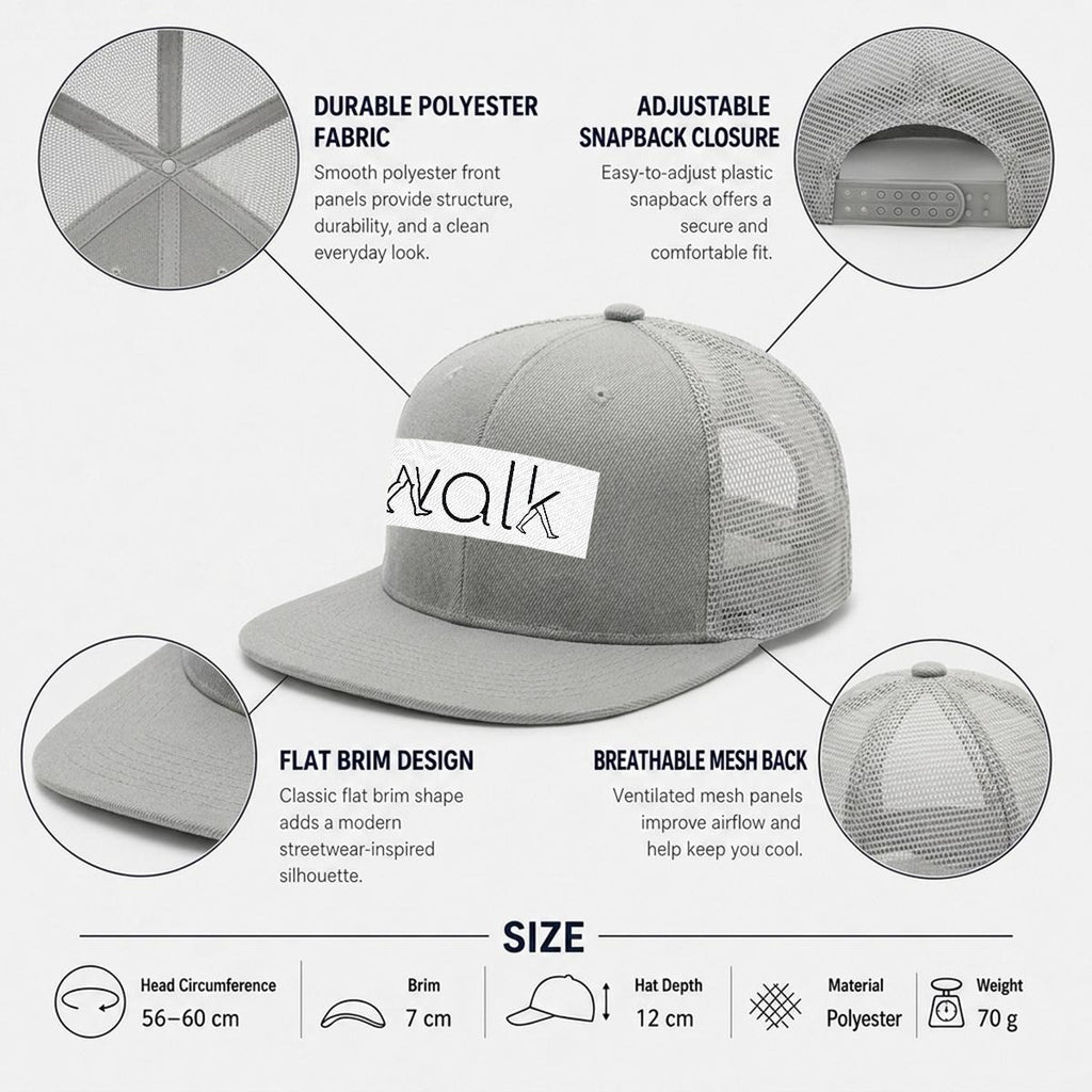 Embroidery Flat-Brim Mesh Cap