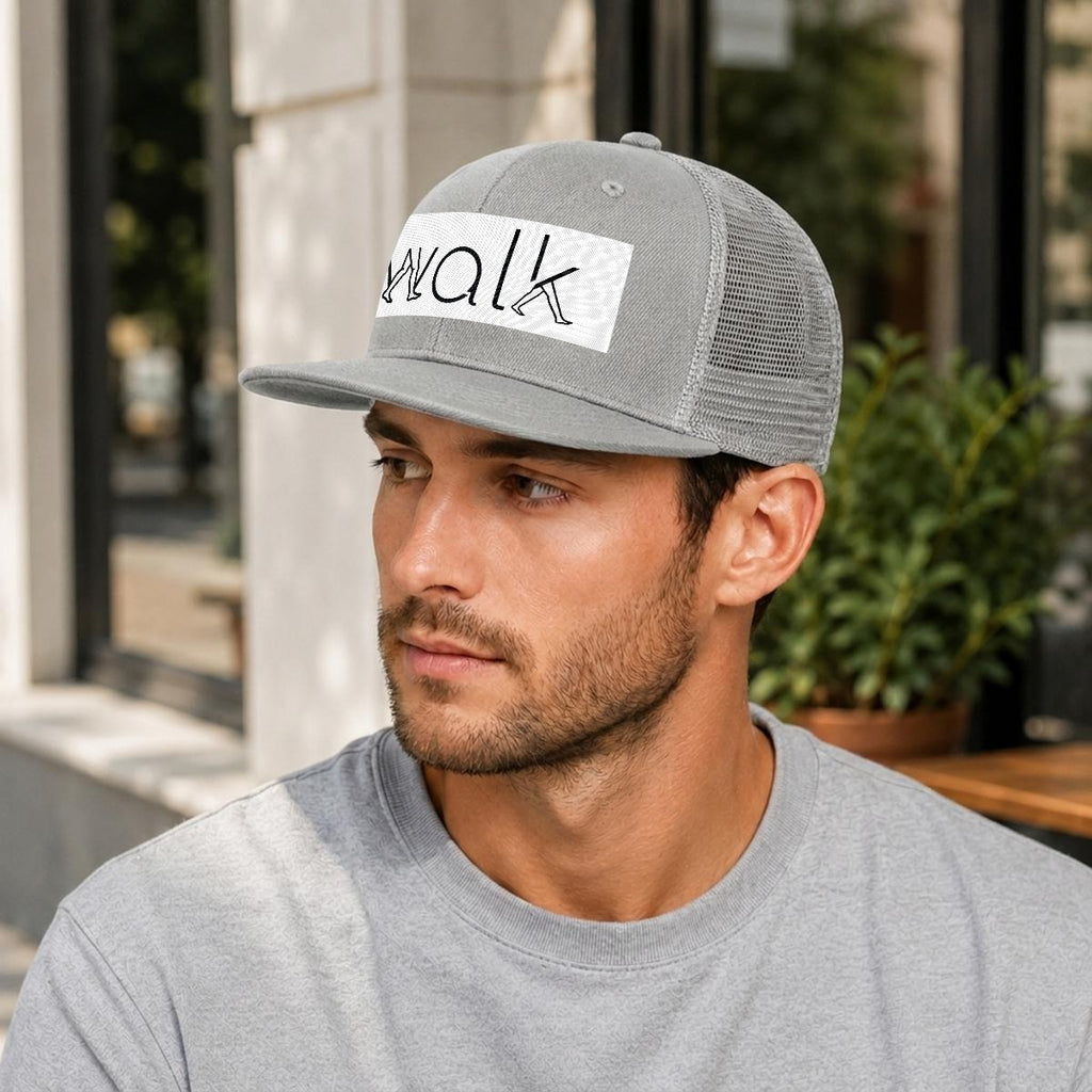 Embroidery Flat-Brim Mesh Cap