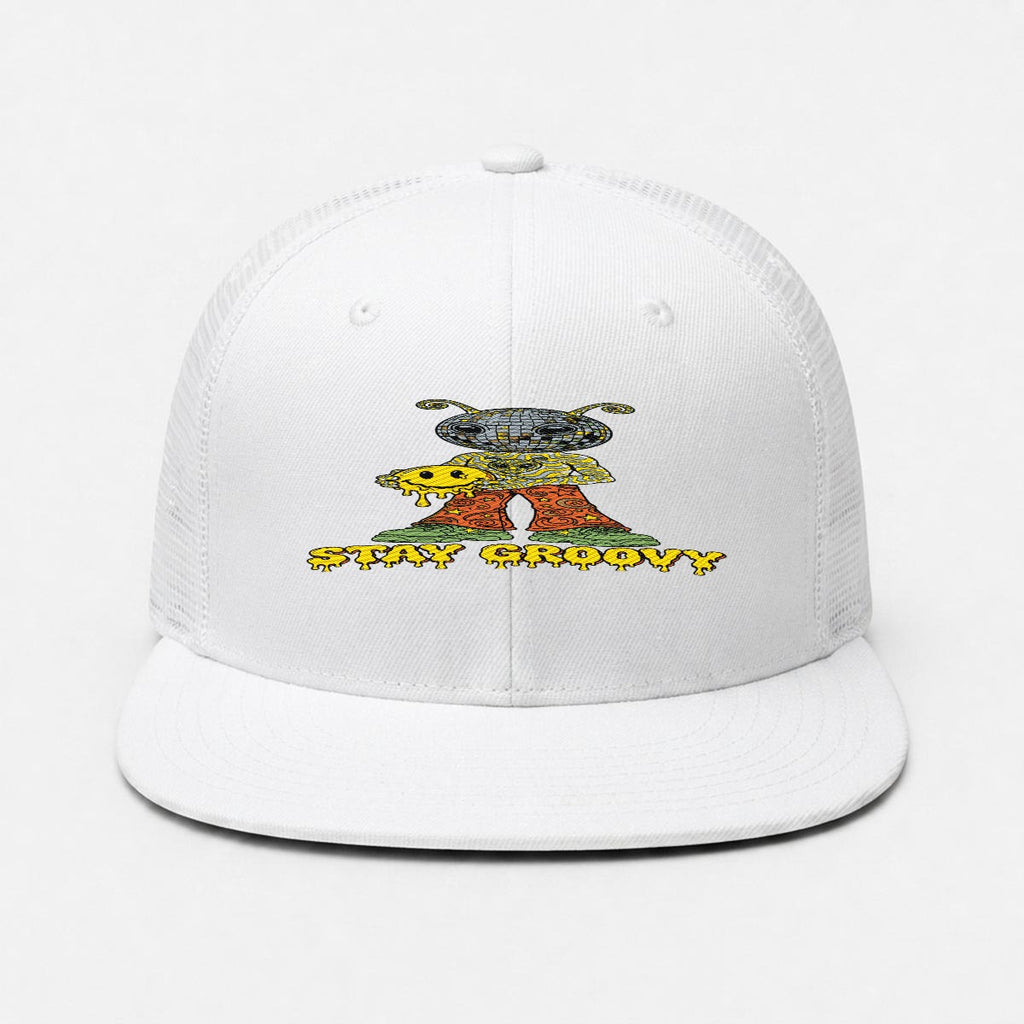 Embroidery Flat-Brim Mesh Cap