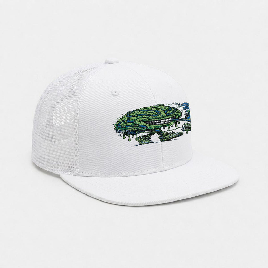 Embroidery Flat-Brim Mesh Cap