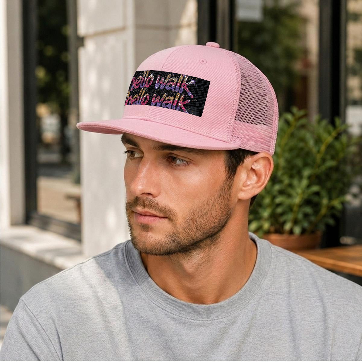 Embroidery Flat-Brim Mesh Cap