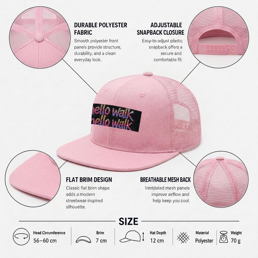 Embroidery Flat-Brim Mesh Cap