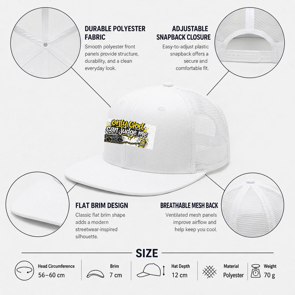 Embroidery Flat-Brim Mesh Cap