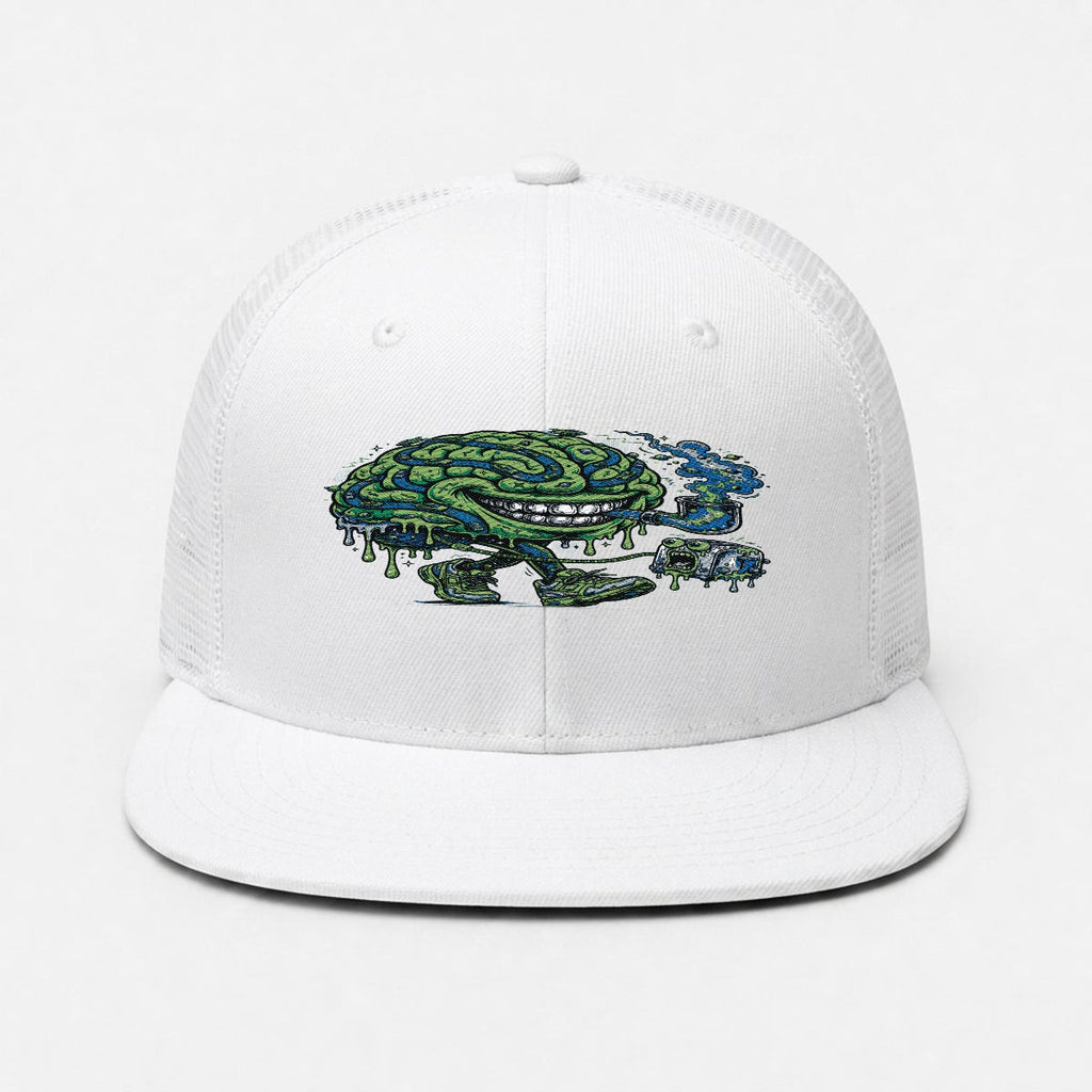 Embroidery Flat-Brim Mesh Cap