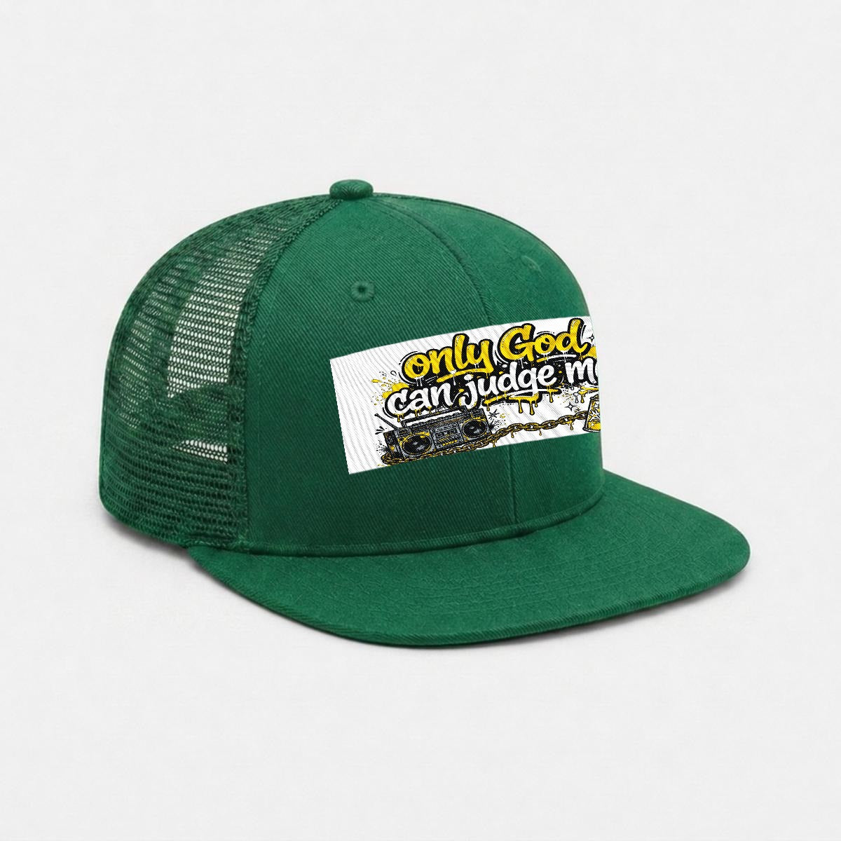 Embroidery Flat-Brim Mesh Cap