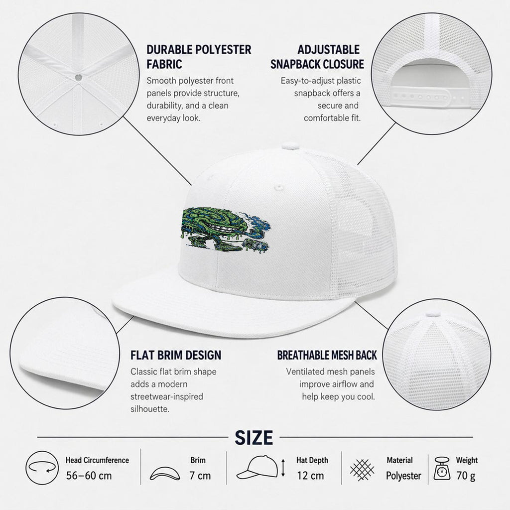 Embroidery Flat-Brim Mesh Cap