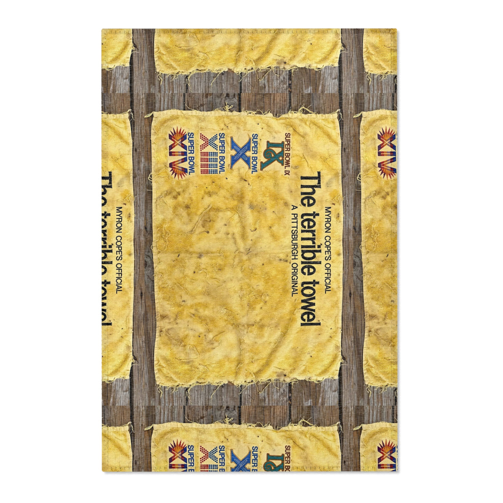Vintage 'The Terrible Towel' Yellow Fan Rug – Sports Memorabilia Area Rug