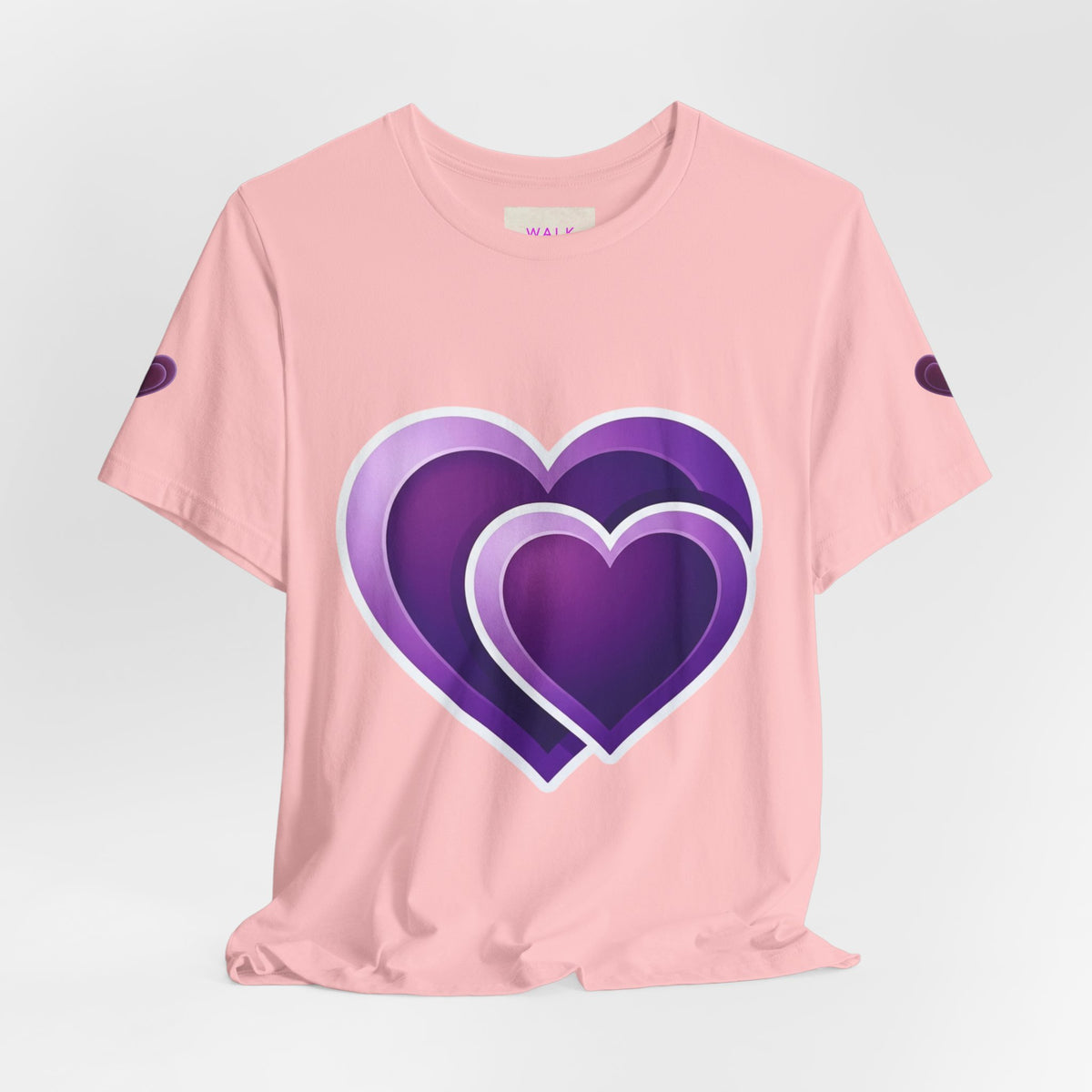 Purple Layered Hearts T-Shirt — Romantic Graphic Tee for Valentine’s Day & Everyday