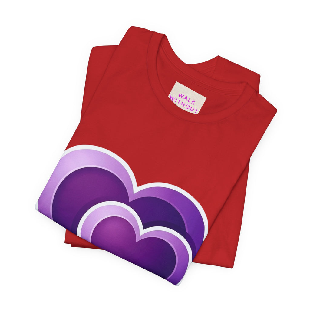 Purple Layered Hearts T-Shirt — Romantic Graphic Tee for Valentine’s Day & Everyday