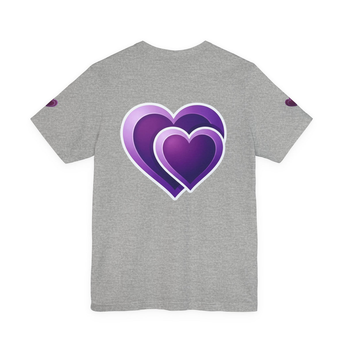 Purple Layered Hearts T-Shirt — Romantic Graphic Tee for Valentine’s Day & Everyday